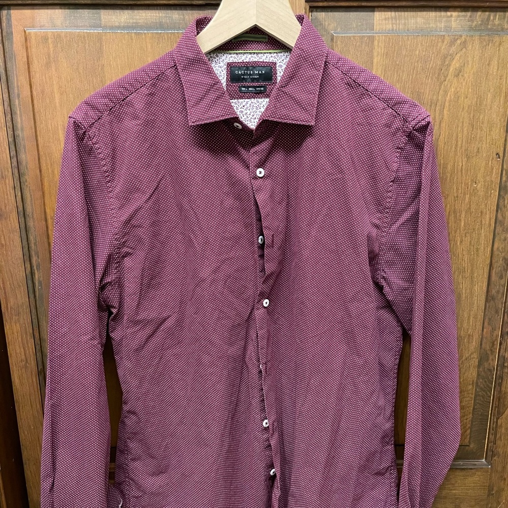 Cactus Man polka dot long sleeve button-up